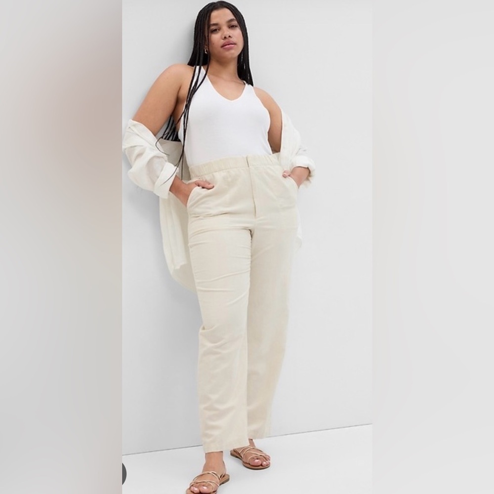 Gap Linen-Cotton Beachy BoHo Pull-On Wide-Leg Pants NWT XXL T Lagenlook Career